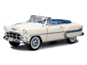1953 Chevrolet Bel Air Open Convertible White with Blue Interior "American Collectibles" Series 1/18 Diecast Model Car by Sun Star