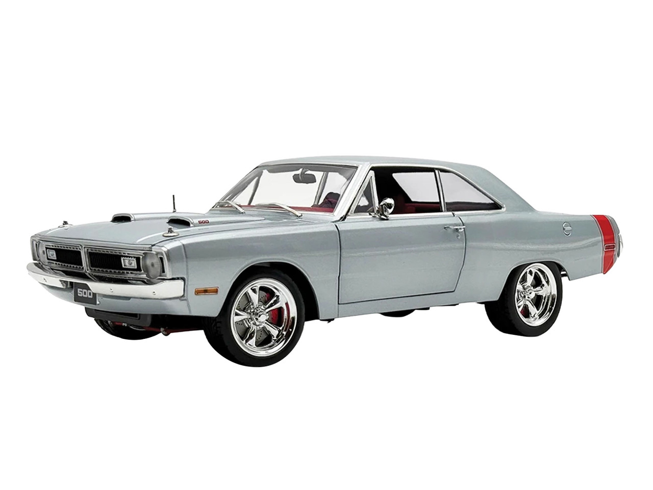 1970 Dodge Dart 440 Street Machine Titanium Silver Metallic with Red Tail Stripe and Red Interior Limited Edition to 594 pieces Worldwide 1/18 Diecast
