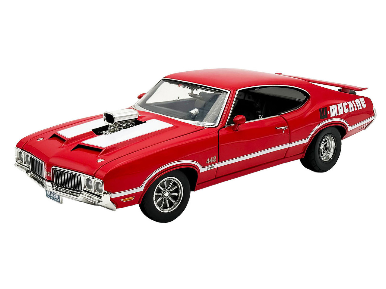 1970 Oldsmobile 442 W30 "W-Machine - Drag Outlaws" Red with White Stripes Limited Edition to 300 pieces Worldwide 1/18 Diecast Model Car by ACME