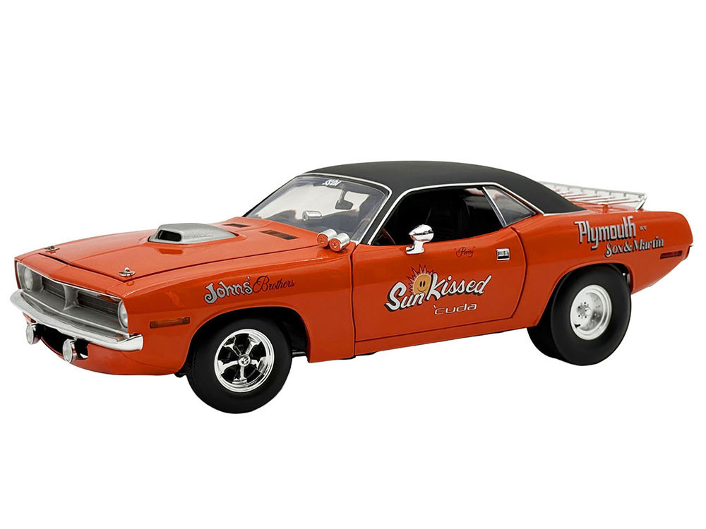 1970 Plymouth HEMI Cuda "Sun Kissed Cuda - Sox & Martin" Vitamin C Orange with Black Vinyl Top Limited Edition to 444 pieces Worldwide 1/18 Diecast Mo