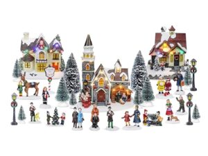 Christmas Village Figurines Decoration Set Perfect Addition to Your Christmas Indoor Decorations & Snow Village Displays (30 Piece Christmas Village Set)