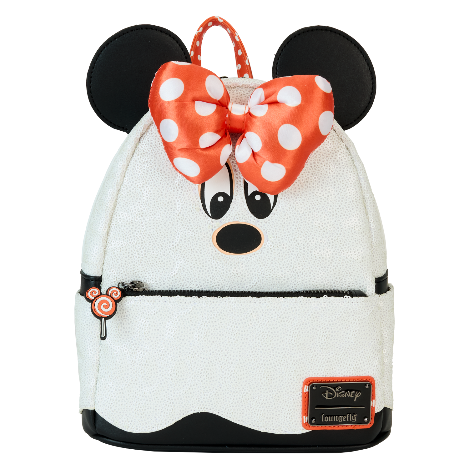 Limited Edition Minnie Mouse Ghost Costume Glow Sequin Mini Backpack | Officially Licensed | Plastic/Vegan Leather/Silicone | Loungefly