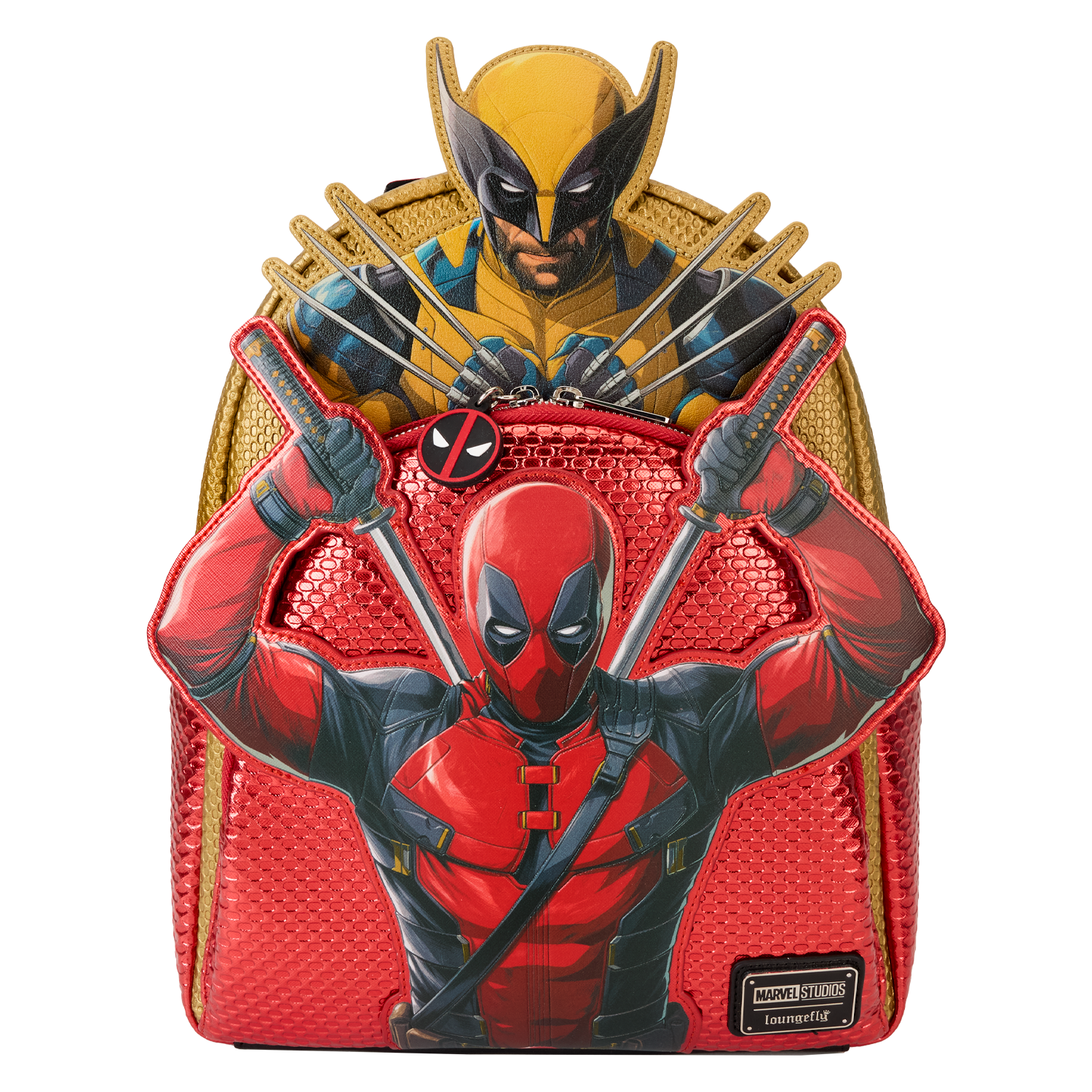 Marvel Deadpool & Wolverine Mini Backpack | Officially Licensed | Plastic/Vegan Leather/Silicone | Loungefly