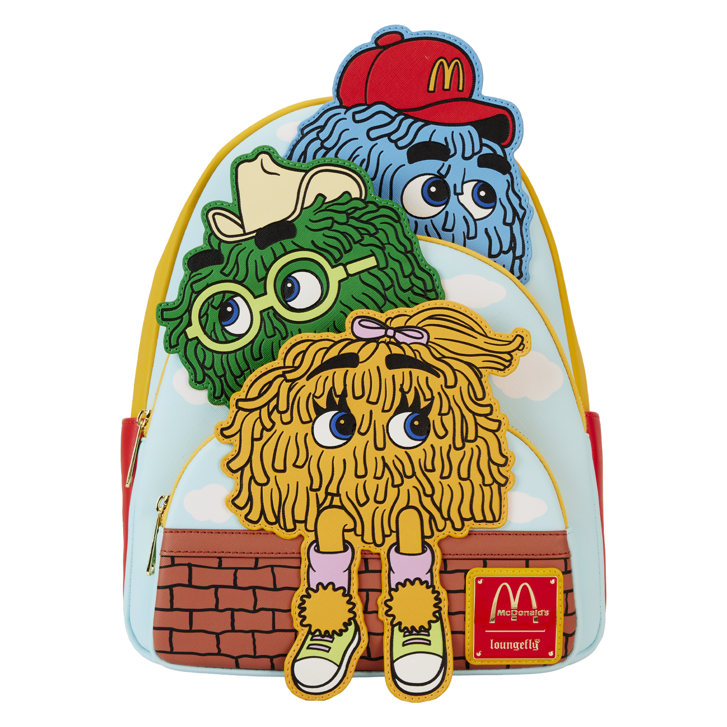 McDonald's Vintage Fry Kids Triple Pocket Mini Backpack | Officially Licensed | Plastic/Vegan Leather | Loungefly