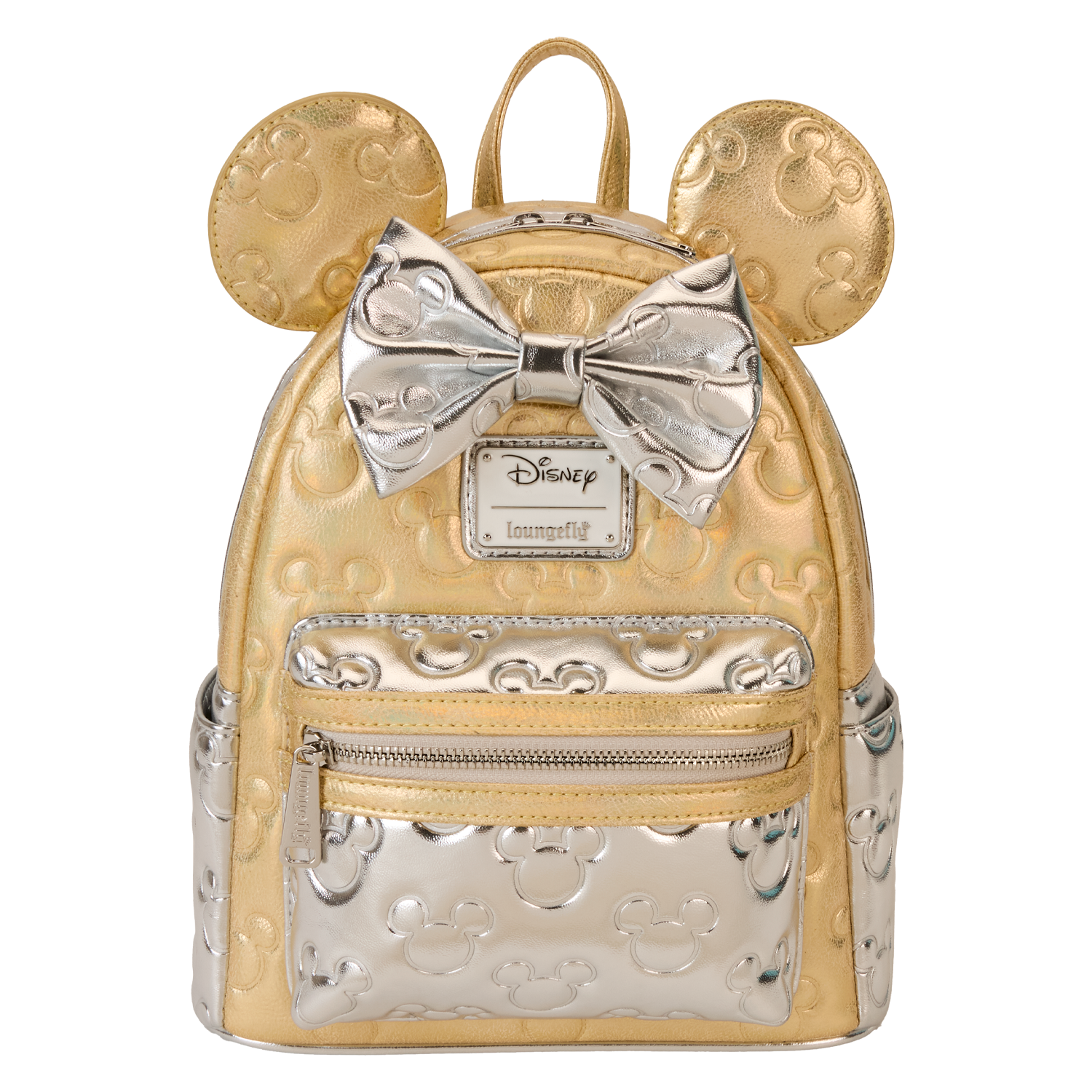 Minnie Mouse Exclusive Metallic Gold & Silver Quilted Mini Backpack | Officially Licensed | Plastic/Vegan Leather | Loungefly