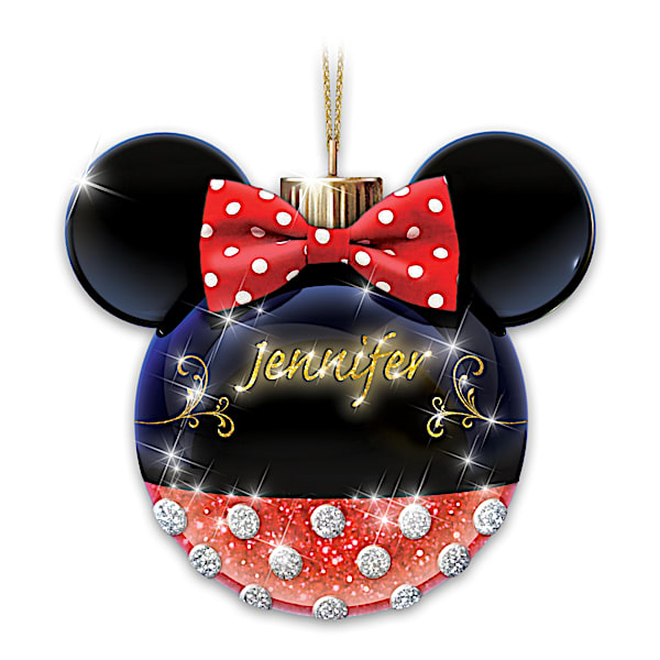 Minnie Mouse Personalized Illuminated Glass Ornament