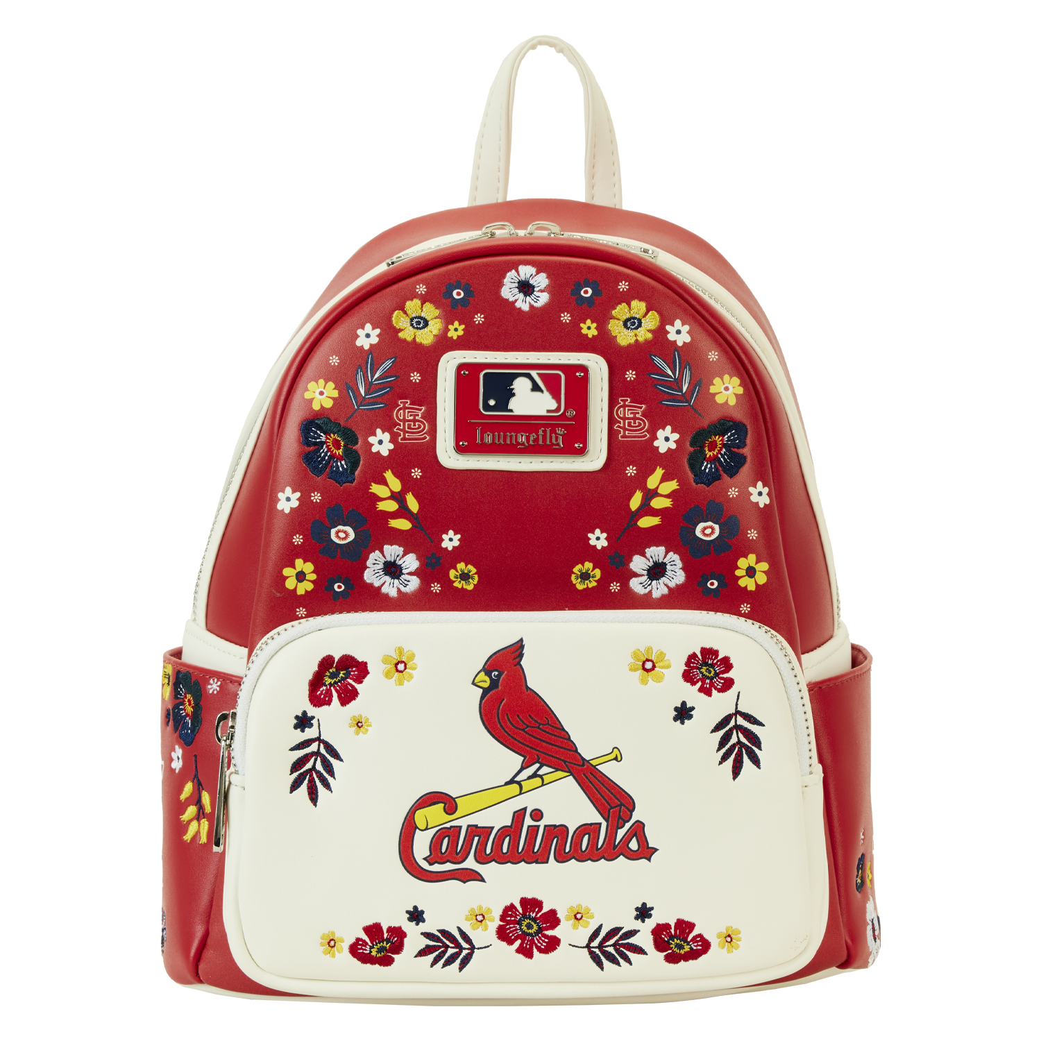 MLB St. Louis Cardinals Floral Mini Backpack | Officially Licensed | Plastic/Vegan Leather | Loungefly