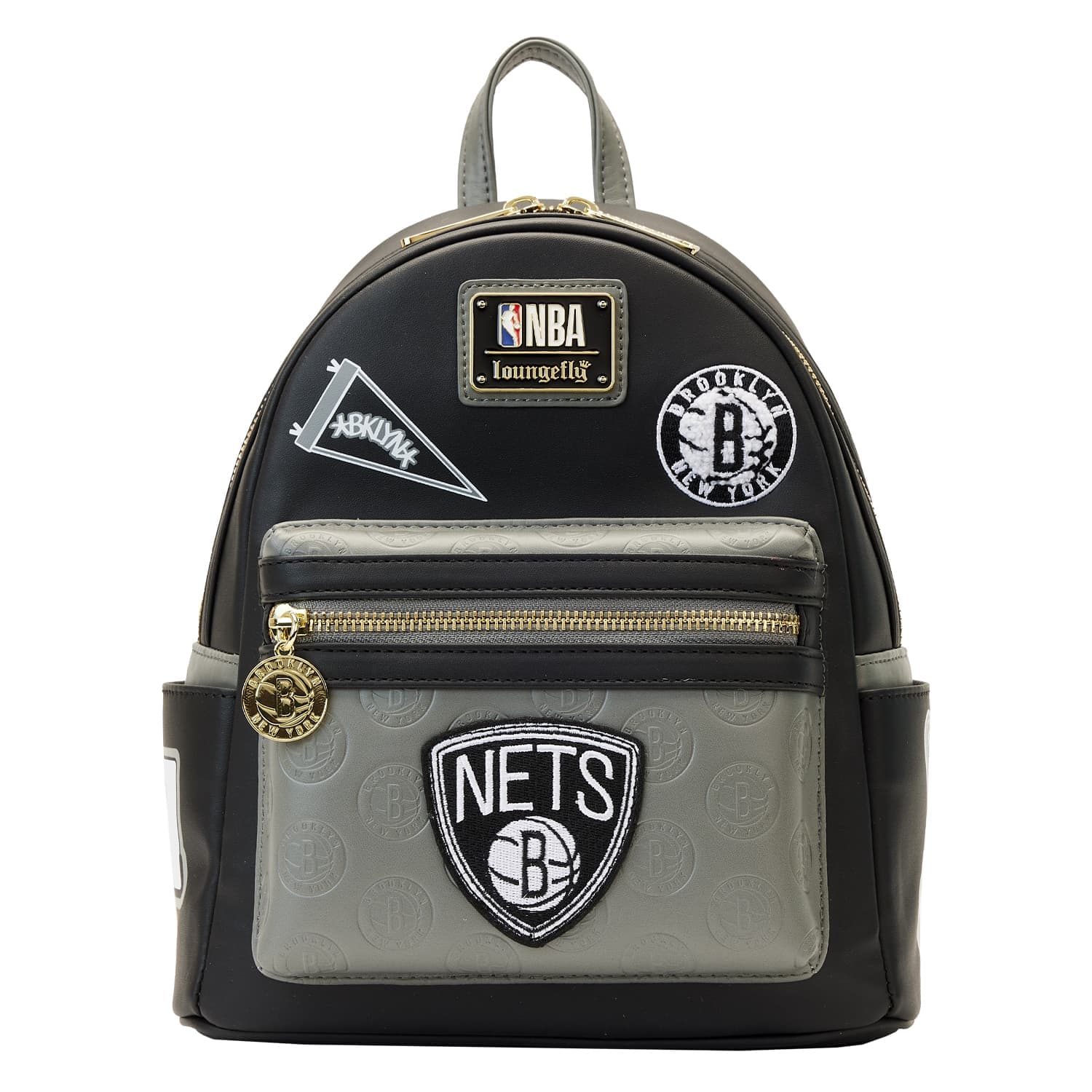 NBA Brooklyn Nets Patch Icons Mini Backpack | Officially Licensed | Plastic/Vegan Leather | Loungefly