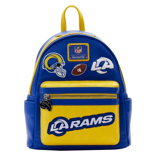 NFL Los Angeles Rams Patches Mini Backpack | Officially Licensed | Plastic/Vegan Leather/Rubber | Loungefly