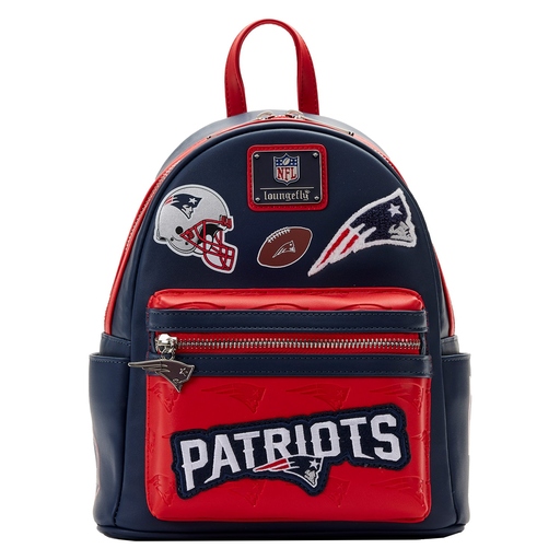 NFL New England Patriots Patches Mini Backpack | Officially Licensed | Plastic/Vegan Leather/Rubber | Loungefly