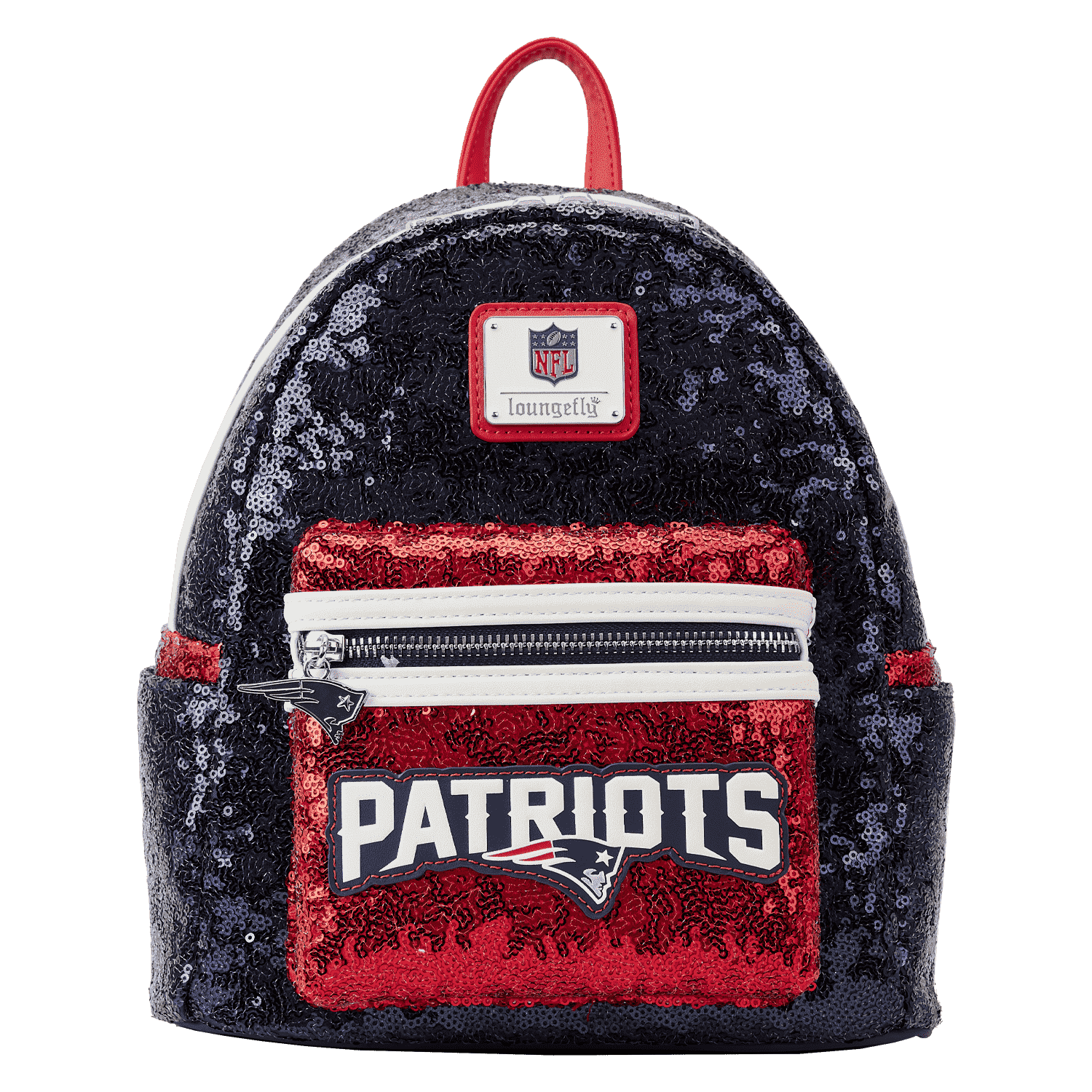 NFL New England Patriots Sequin Mini Backpack | Officially Licensed | Plastic/Vegan Leather | Loungefly