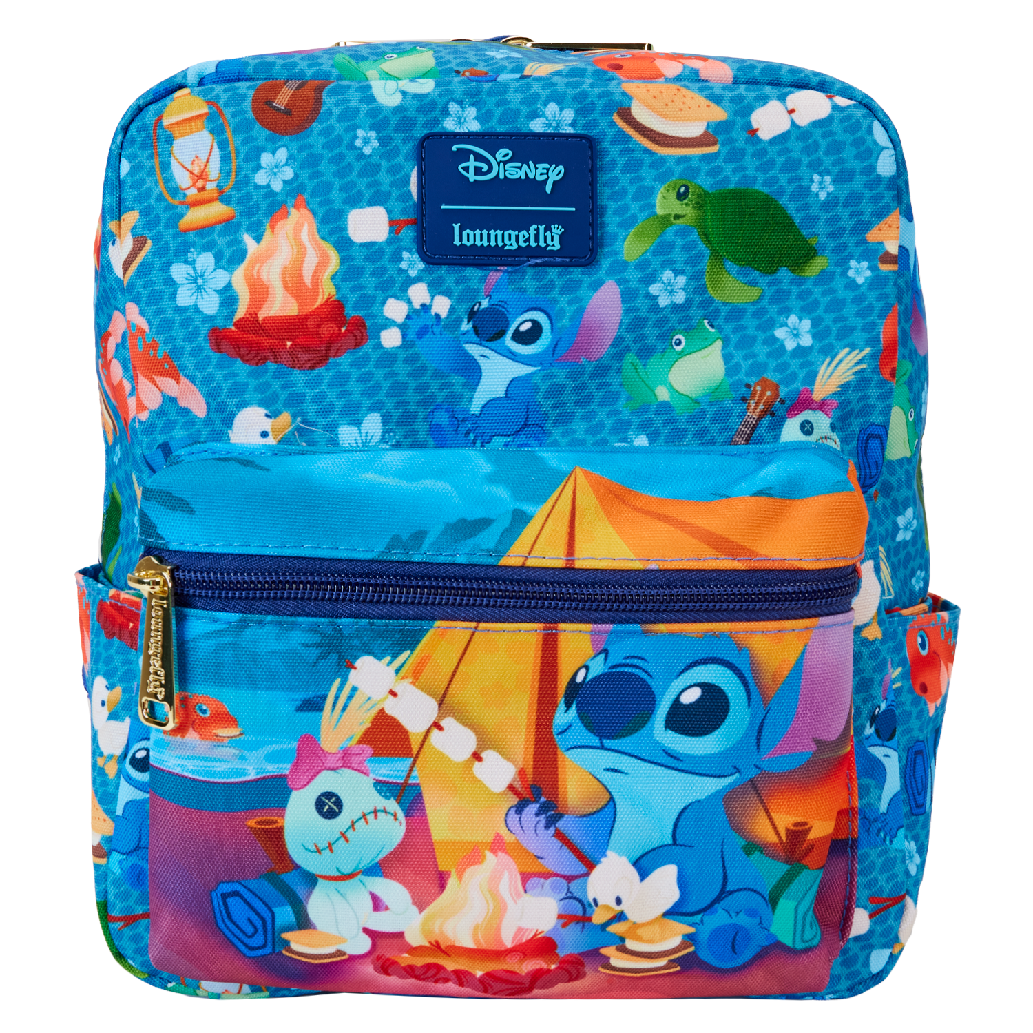 Stitch Camping Cuties All-Over Print Nylon Square Mini Backpack | Officially Licensed | Loungefly