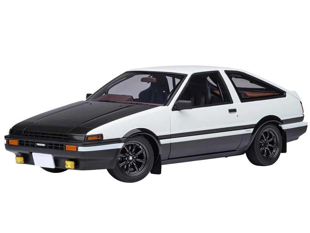 Toyota Sprinter Trueno (AE86) RHD (Right Hand Drive) "Project D Final Version" White with Carbon Hood "Initial D" (1995-2013) TV Series "30th Annivers