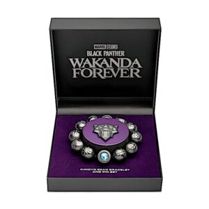 Wakanda Forever Ion-Plated Kimoyo Bracelet And Mask Pin